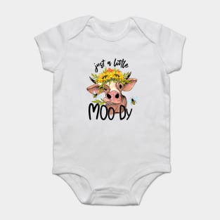 Moody Heifer With Sunflowers Baby Bodysuit